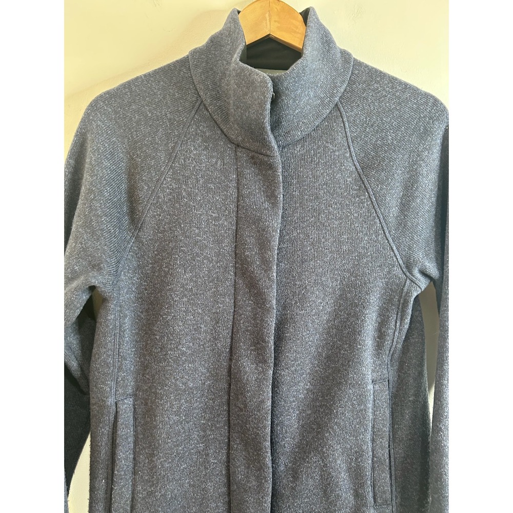 Title Nine Womens Gray Blue‎ Full Zip Fleece Sweatshirt Funnel Neck Jacket Small - Picture 4 of 9